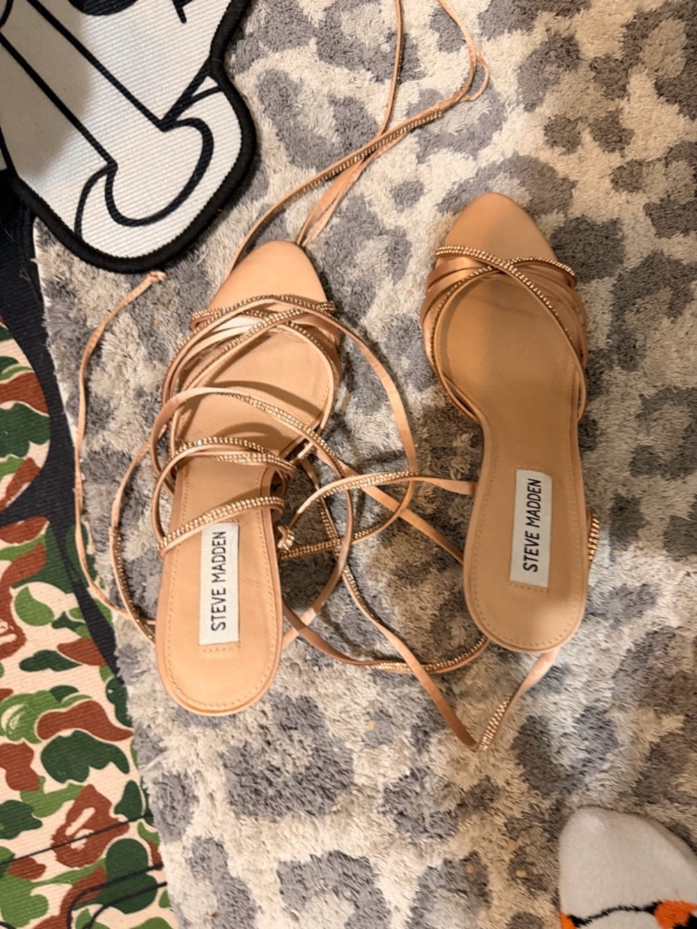 Steve Madden Rose Gold Strappy Lace-Up Mules